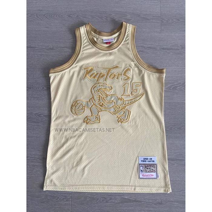 Camiseta Toronto Raptors Vince Carter NO 15 Mitchell & Ness 1998-99 Oro